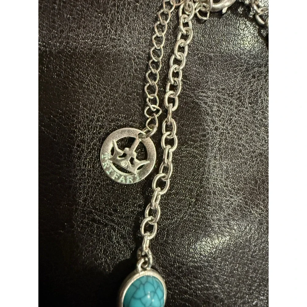 Turquoise Silver Tone Statement Necklace‎ Chunky Boho